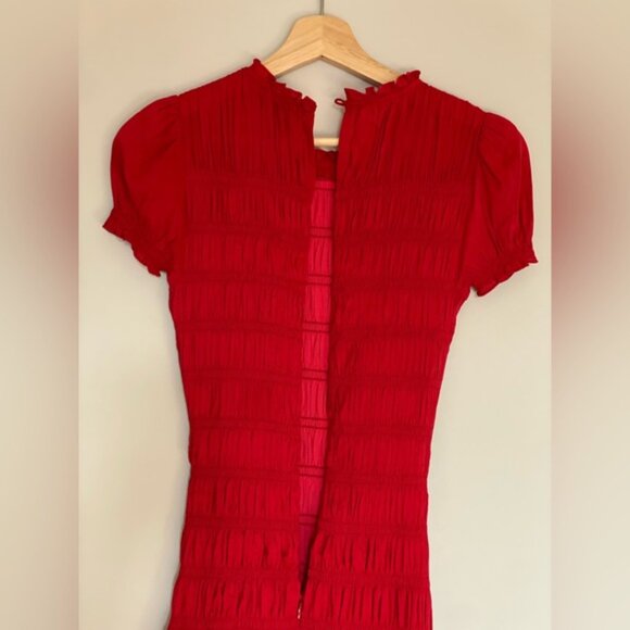 NEW Reformation Kiria Midi Drop Waist Short Sleeve Dress Lipstick Red | size 0 - Picture 10 of 14